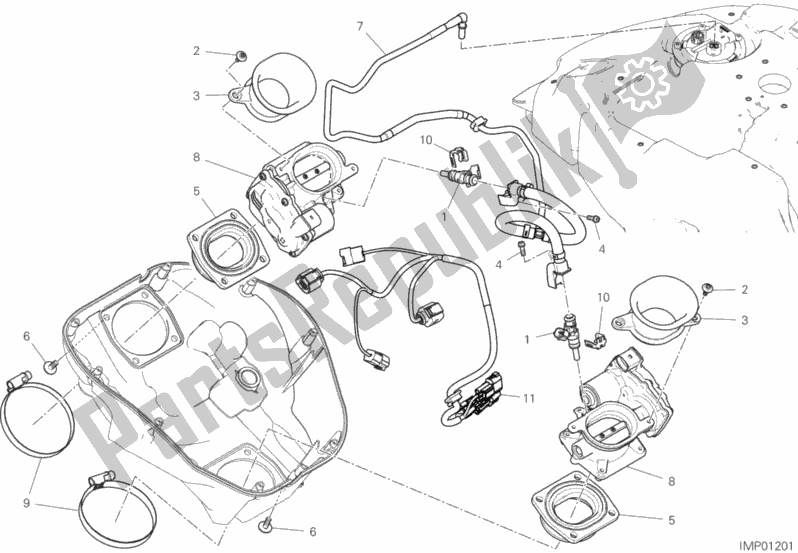 All parts for the Throttle Body of the Ducati Diavel 1260 Thailand 2020